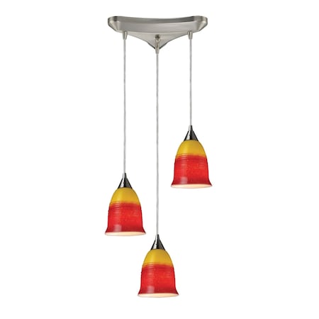 Horizon 3Light Pendant Fire In Satin Nickel